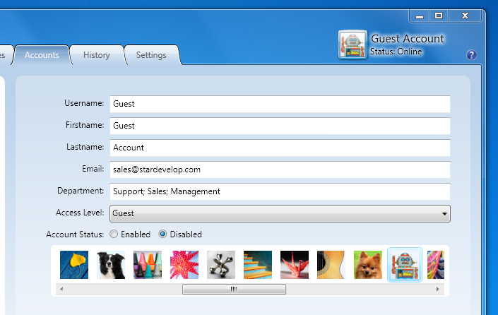 Guest Account - Easily Enter Assign a Department to the Account